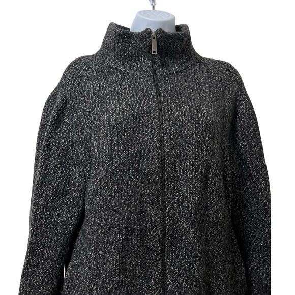 /EVERLANE Womens 100% Wool Full Zip Thick Knit Cardigan Size XL Black Heathered - Picture 2 of 8